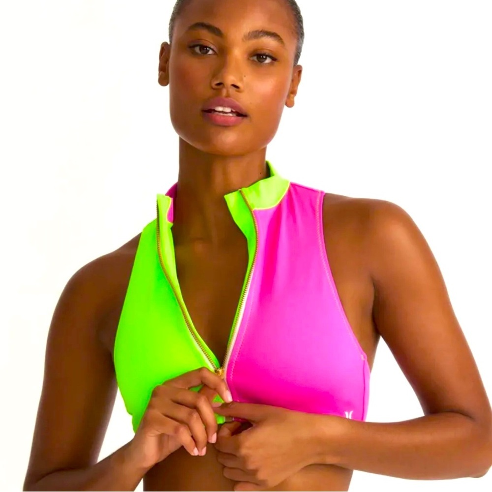 Hurley Bikini Top Extra Large Neon Yellow Pink Voleyball SIZE XS,XL